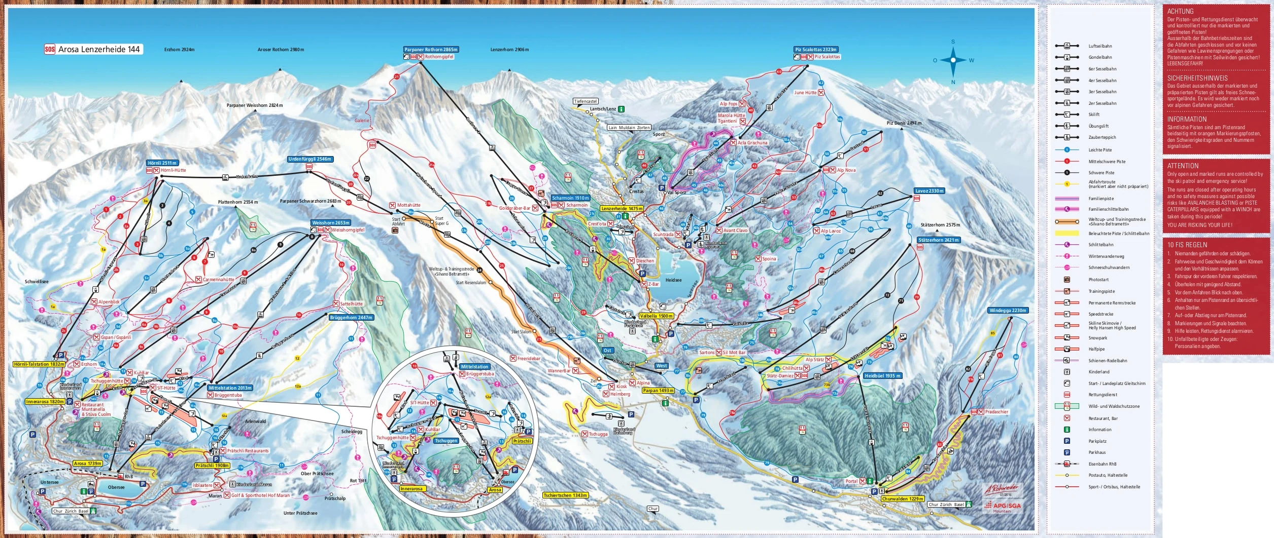 Pistekort over Arosa Lenzerheide
