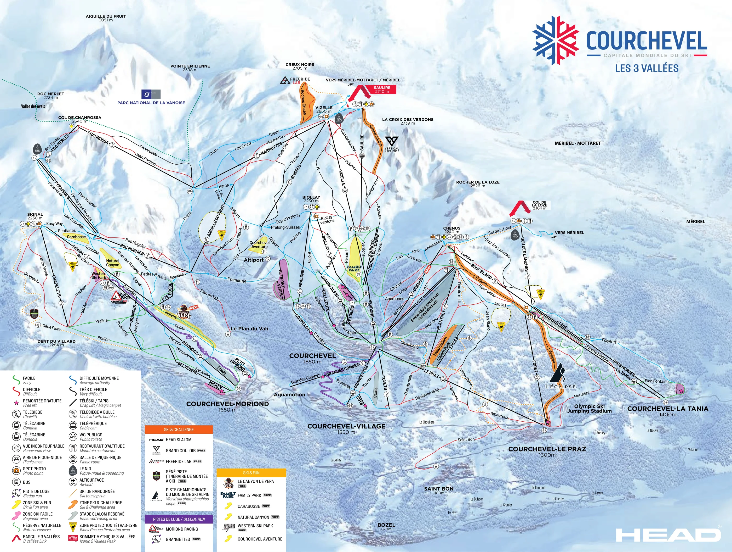 Pistekort over Courchevel