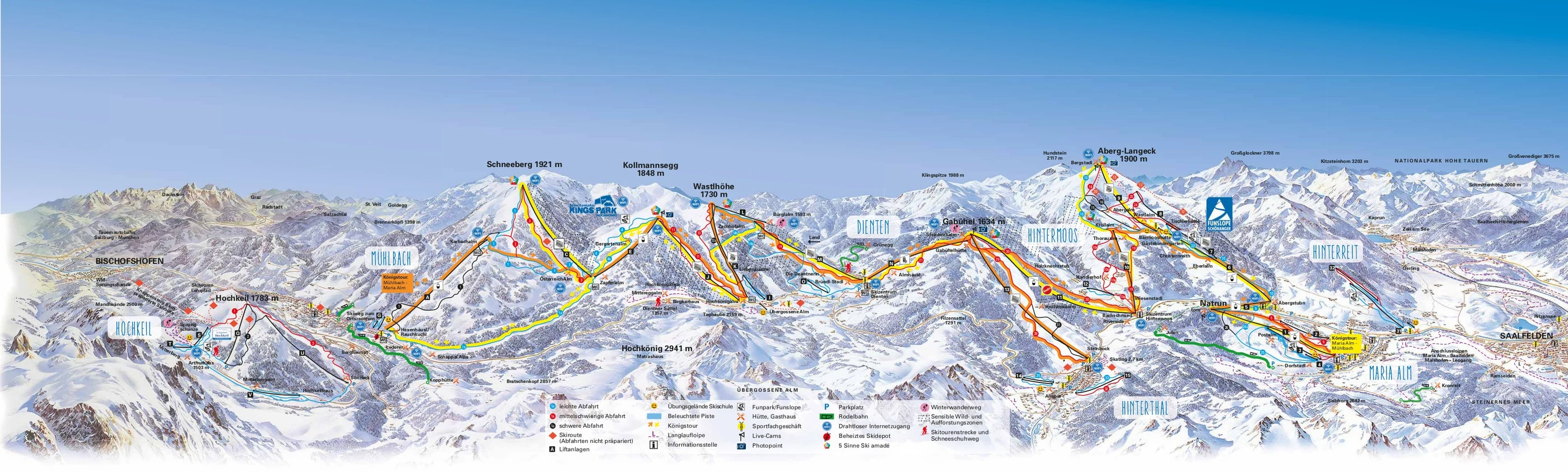 Pistekort over Hochkönig
