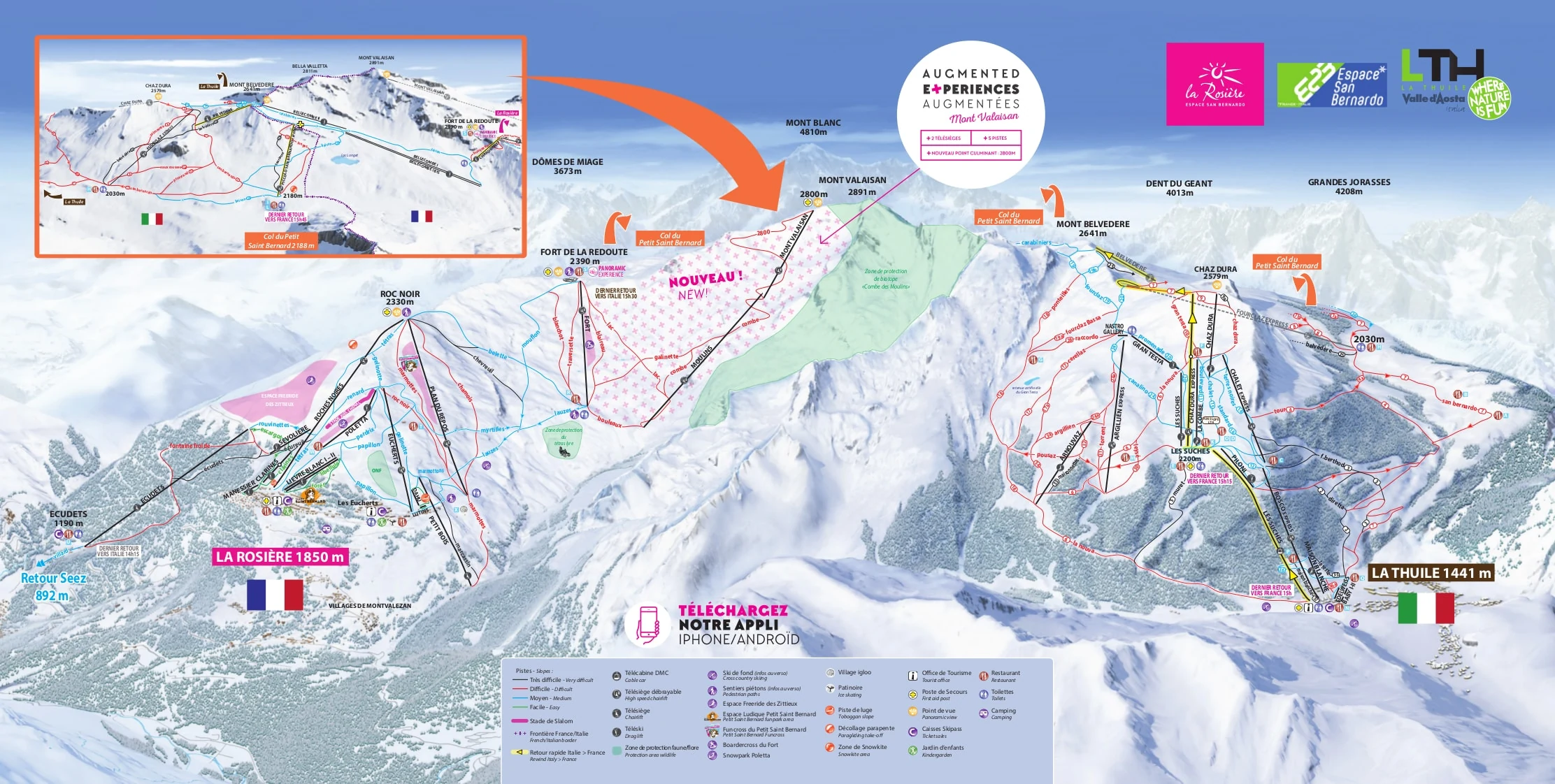 Pistekort over La Rosiere