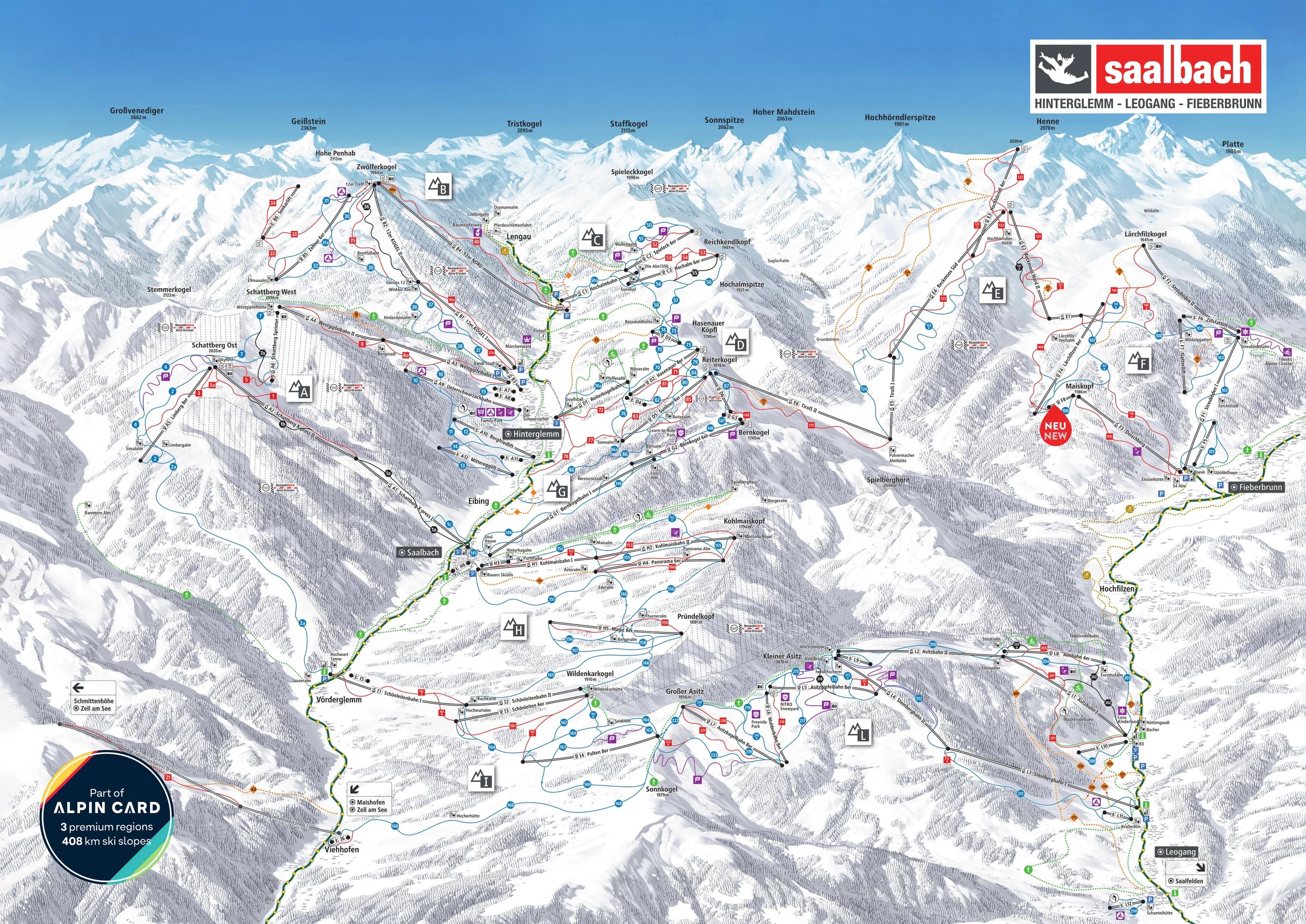 Pistekort over Leogang