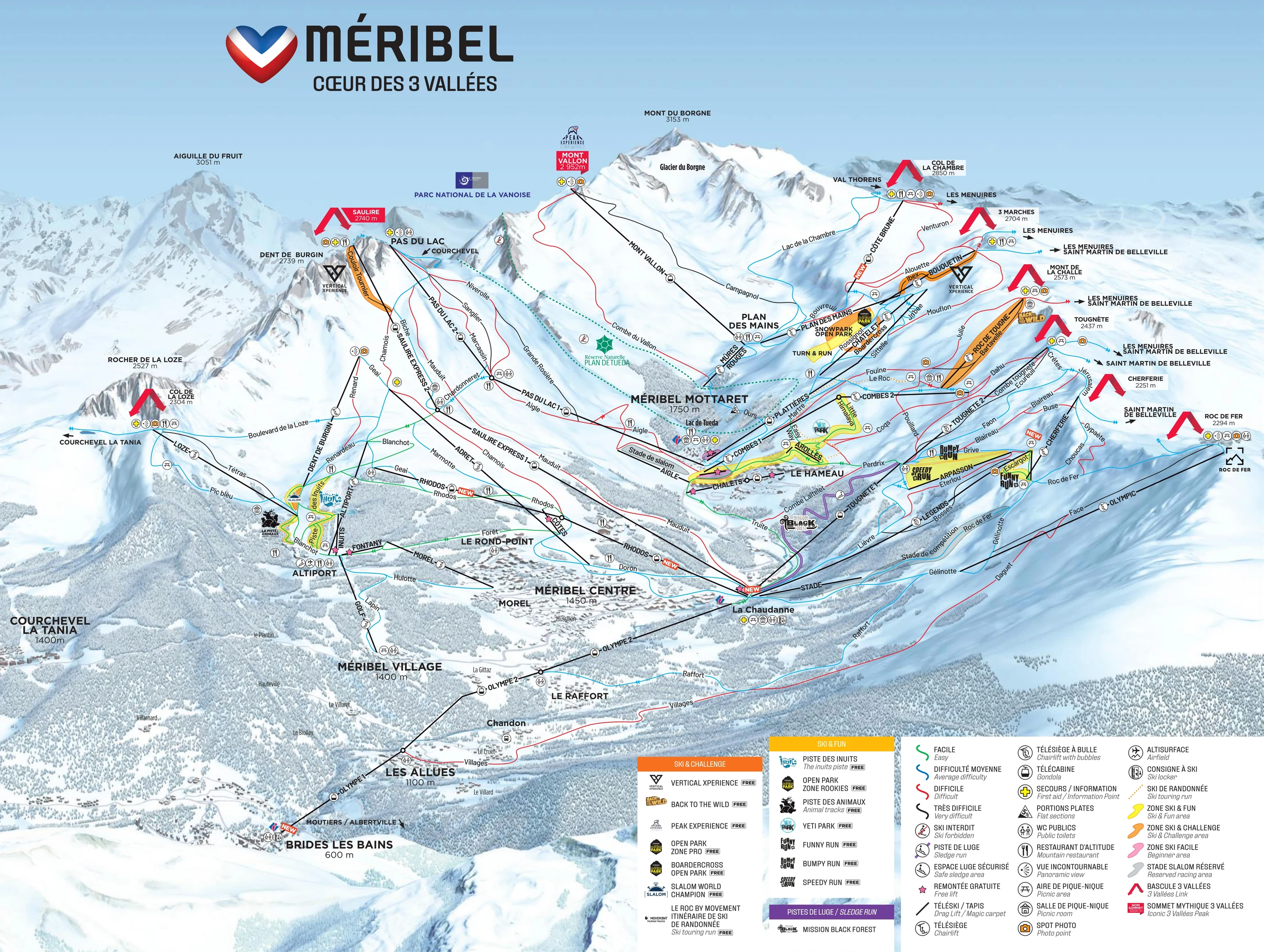 Pistekort over Méribel