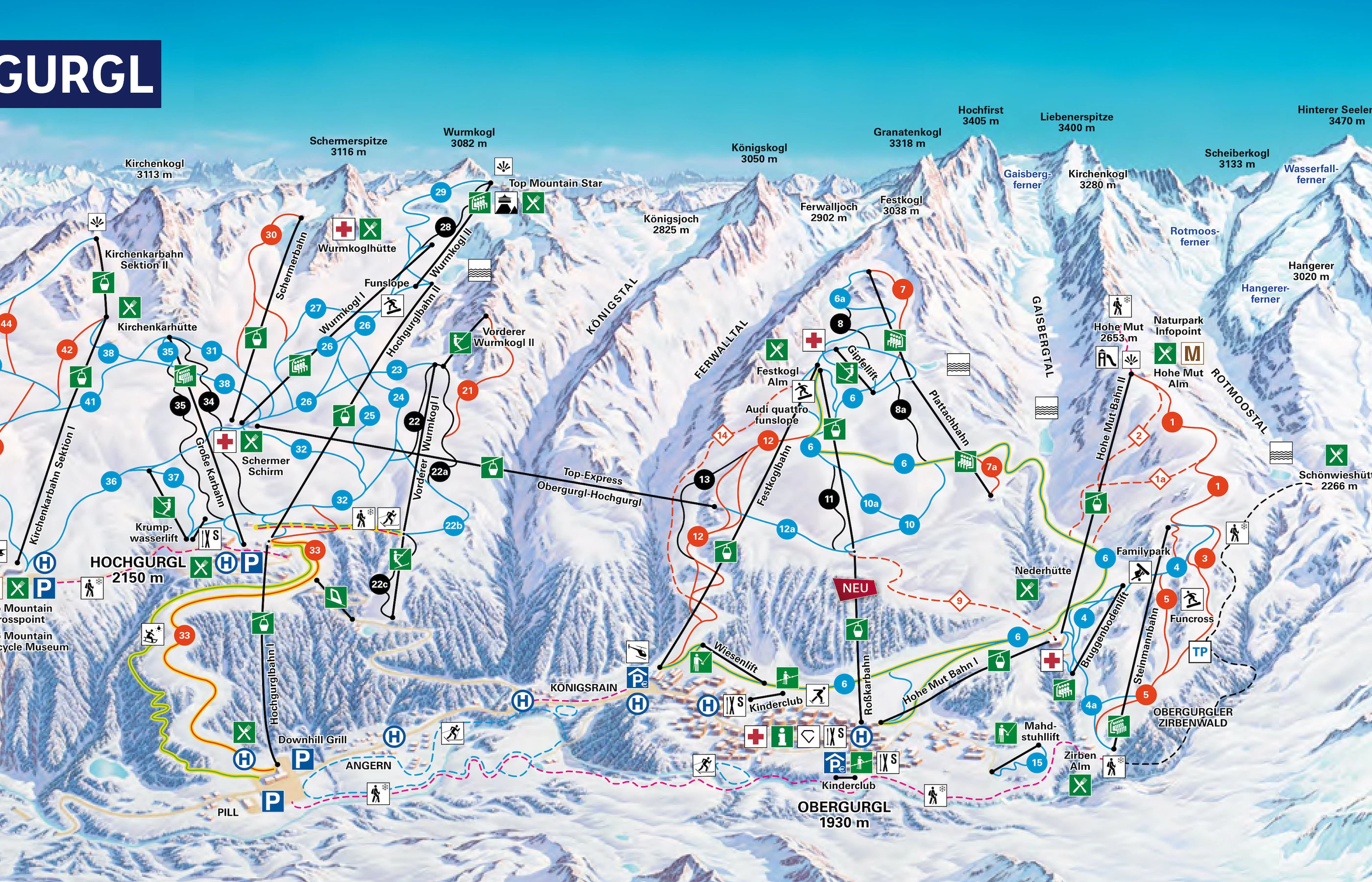 Pistekort over Obergurgl