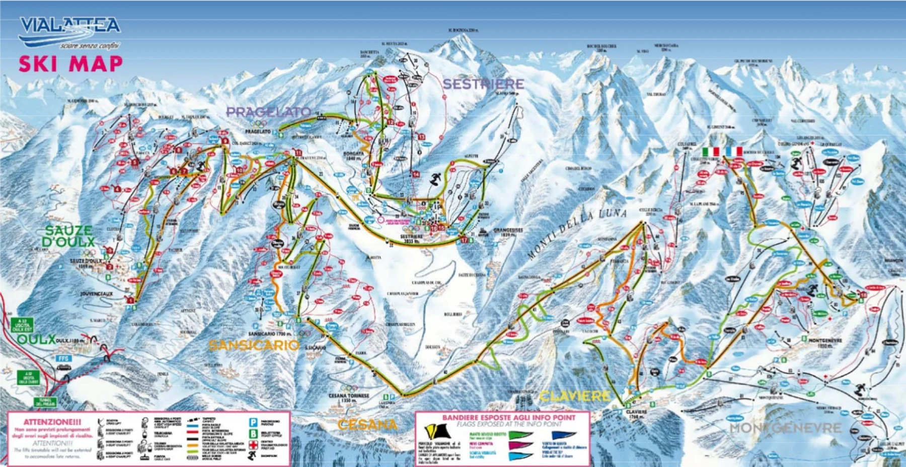 Pistekort over Sestriere