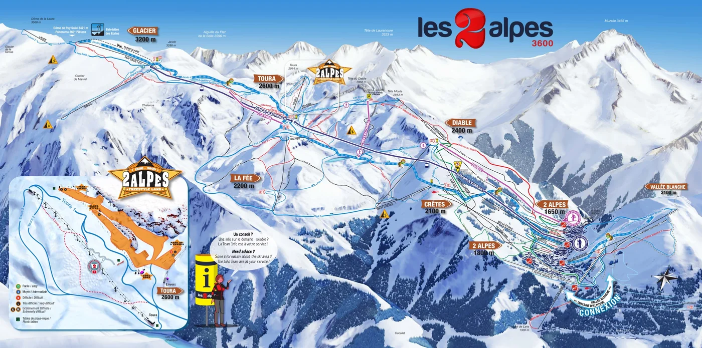 Pistekort Les Deux Alpes