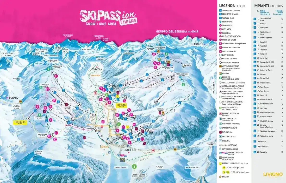 Pistekort Livigno