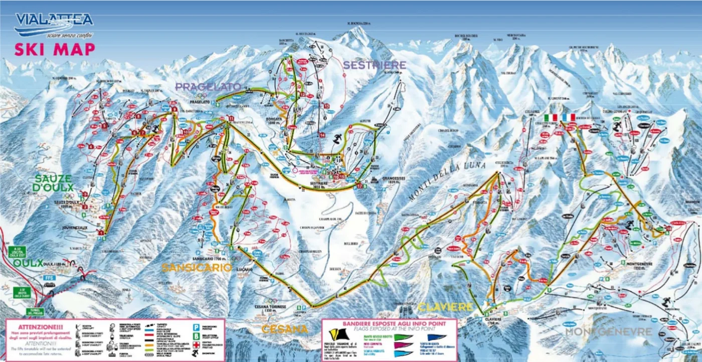 Pistekort Sestriere